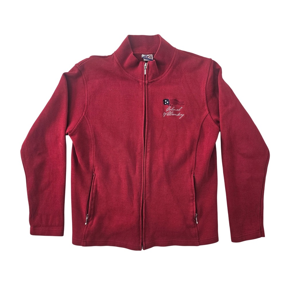 Colonial Williamsburg Red Full Zip Mock Neck Sweatshirt Jacket Womens‎ Large L